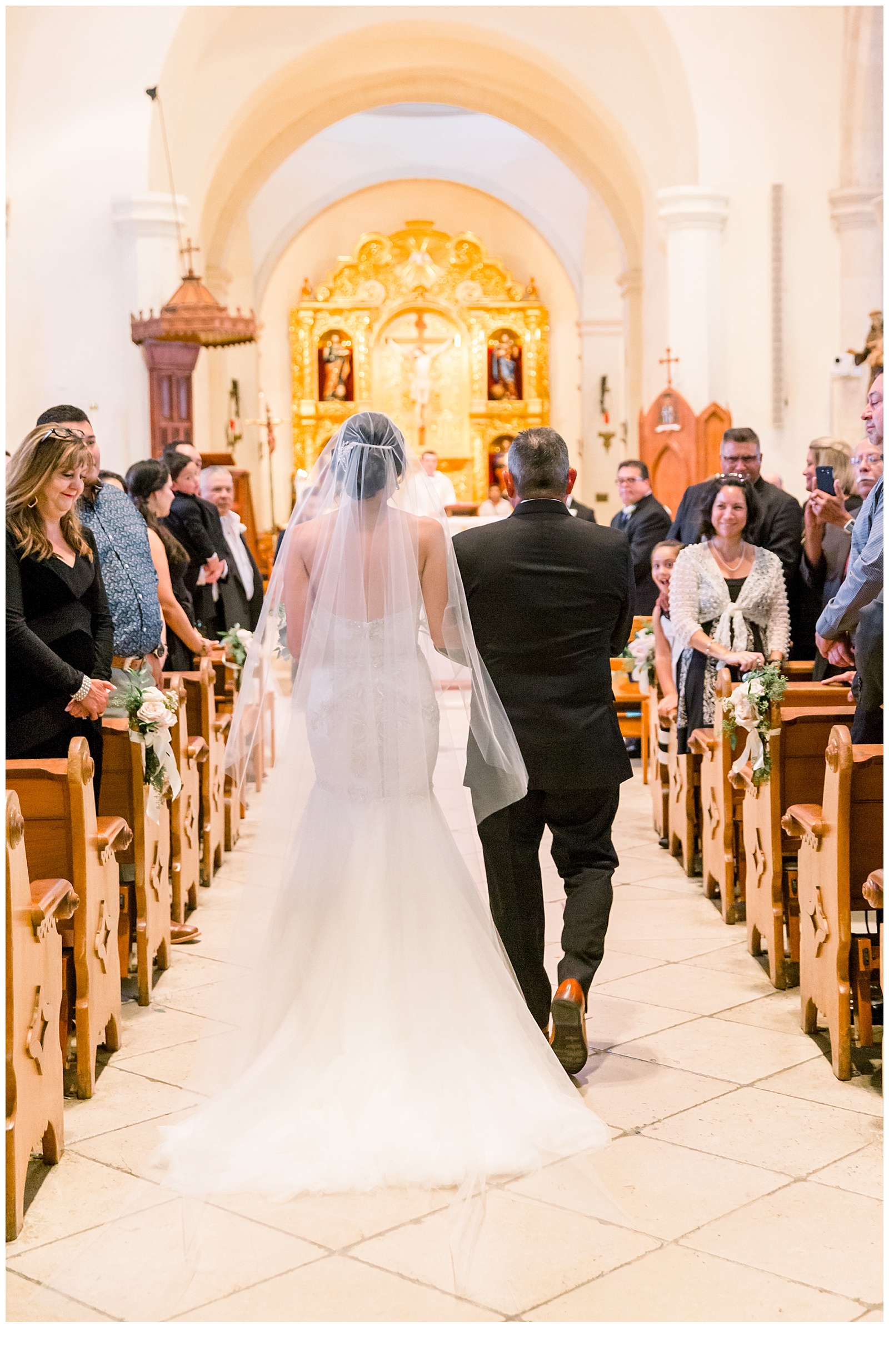 Bride walking down the aisle for A San Fernando Cathedral Wedding in San Antonio, TX | Monica Roberts Photography | www.monicaroberts.com | San Antonio Wedding Photographer
