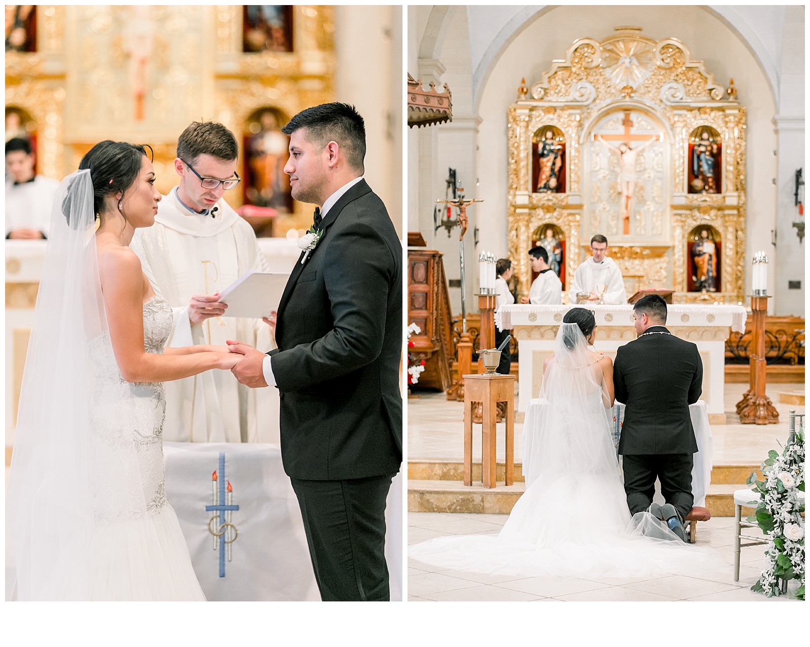 Couple exchanging vows for A San Fernando Cathedral Wedding in San Antonio, TX | Monica Roberts Photography | www.monicaroberts.com | San Antonio Wedding Photographer
