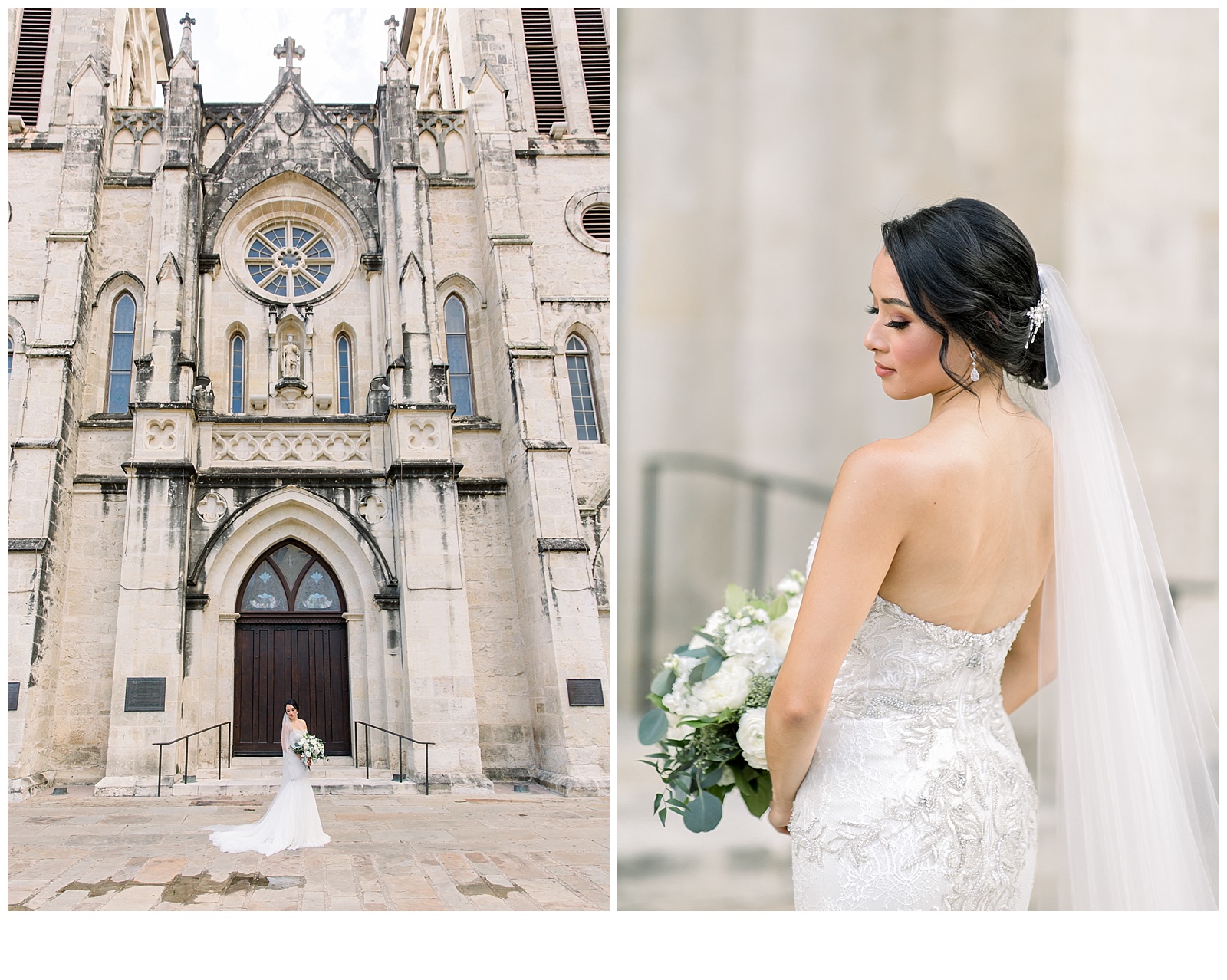 Amazing Bridal portraits in front of church for A San Fernando Cathedral Wedding in San Antonio, TX | Monica Roberts Photography | www.monicaroberts.com | San Antonio Wedding Photographer