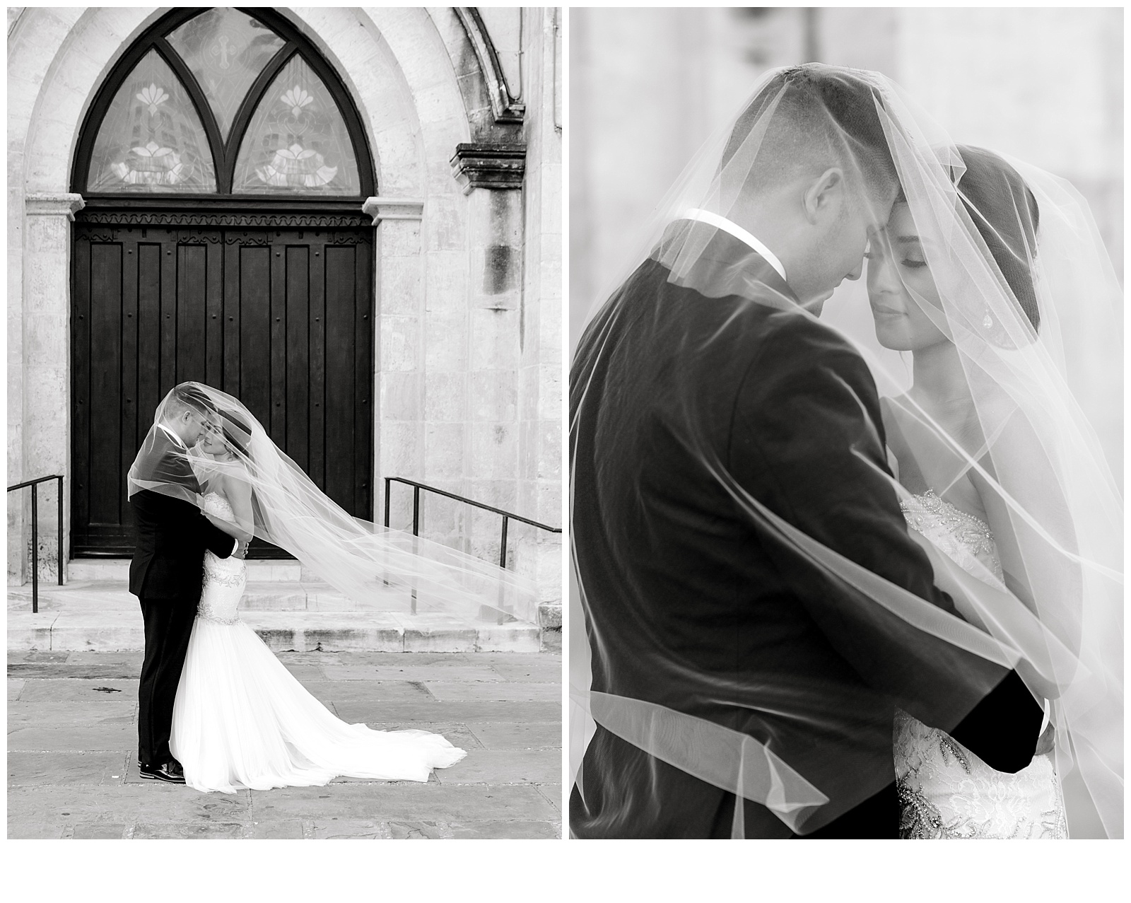 stunning black and white couple portraits for A San Fernando Cathedral Wedding in San Antonio, TX | Monica Roberts Photography | www.monicaroberts.com | San Antonio Wedding Photographer