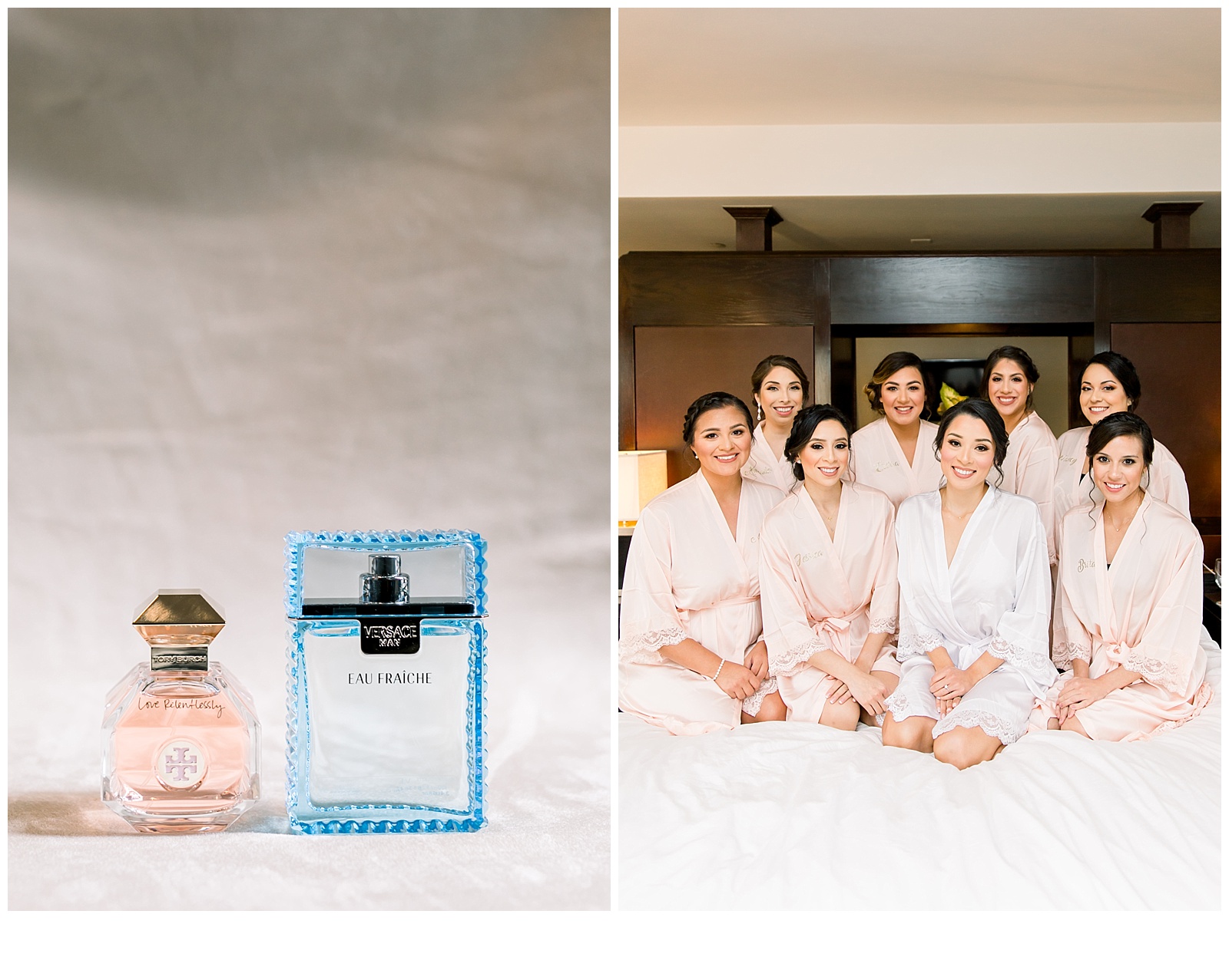 Beautiful Bridesmaids sitting on the bed for A San Fernando Cathedral Wedding in San Antonio, TX | Monica Roberts Photography | www.monicaroberts.com | San Antonio Wedding Photographer