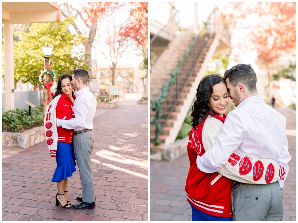 engaged couple from antonia high school for a Gorgeous Downtown San Antonio Engagement Session with Monica Roberts Photography