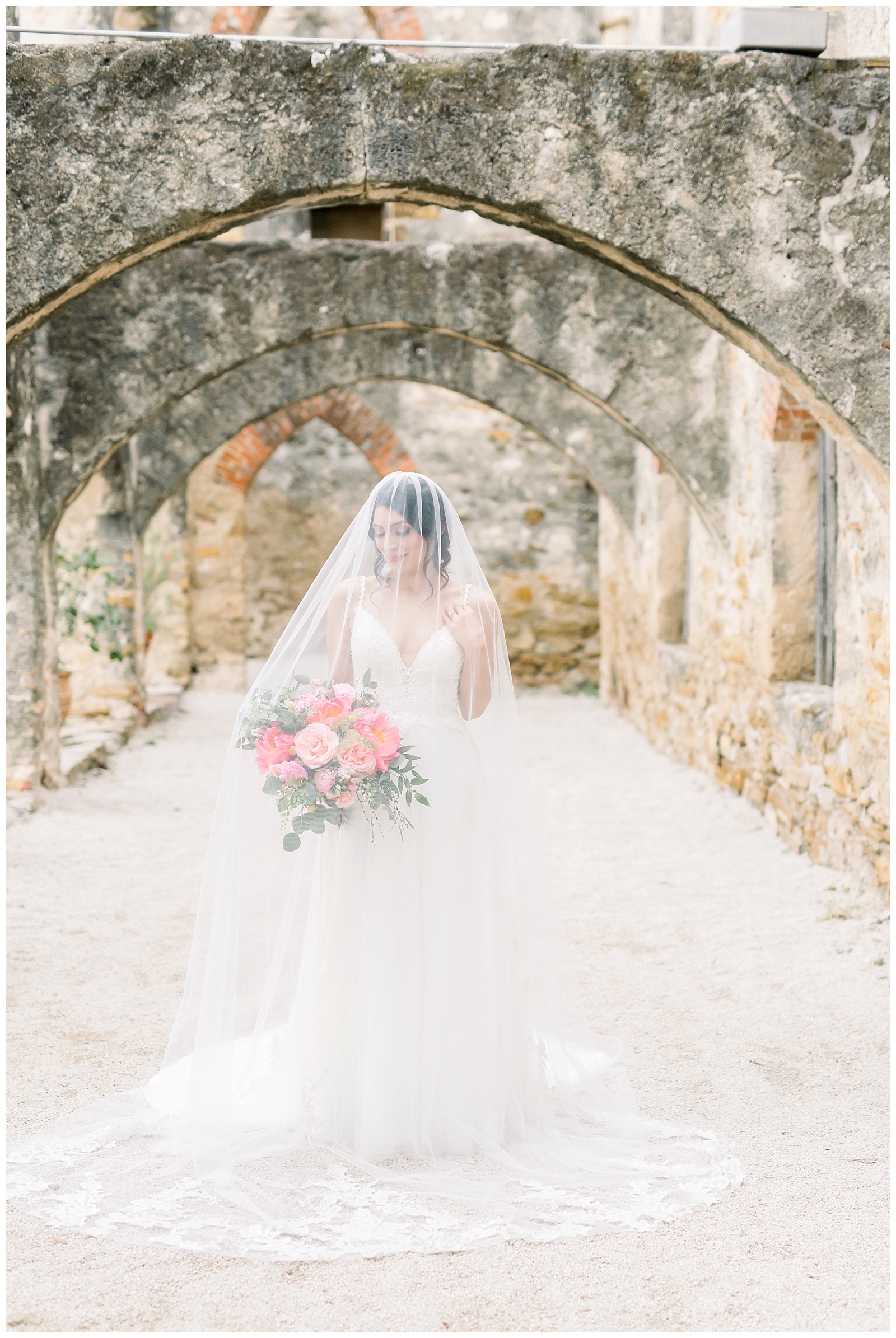 timeless bridals for romantic bride for her Spanish Missions Bridal Portraits in San Antonio, TX with Monica Roberts Photography | www.monicaroberts.com