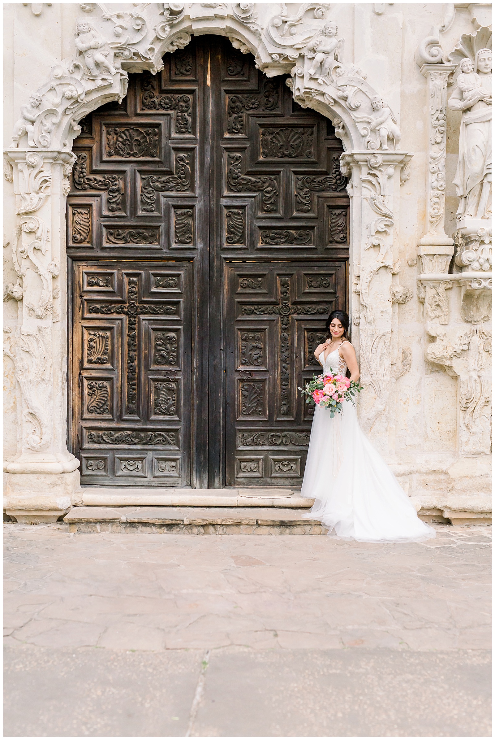 romantic bridal portraits for her Spanish Missions Bridal Portraits in San Antonio, TX with Monica Roberts Photography | www.monicaroberts.com