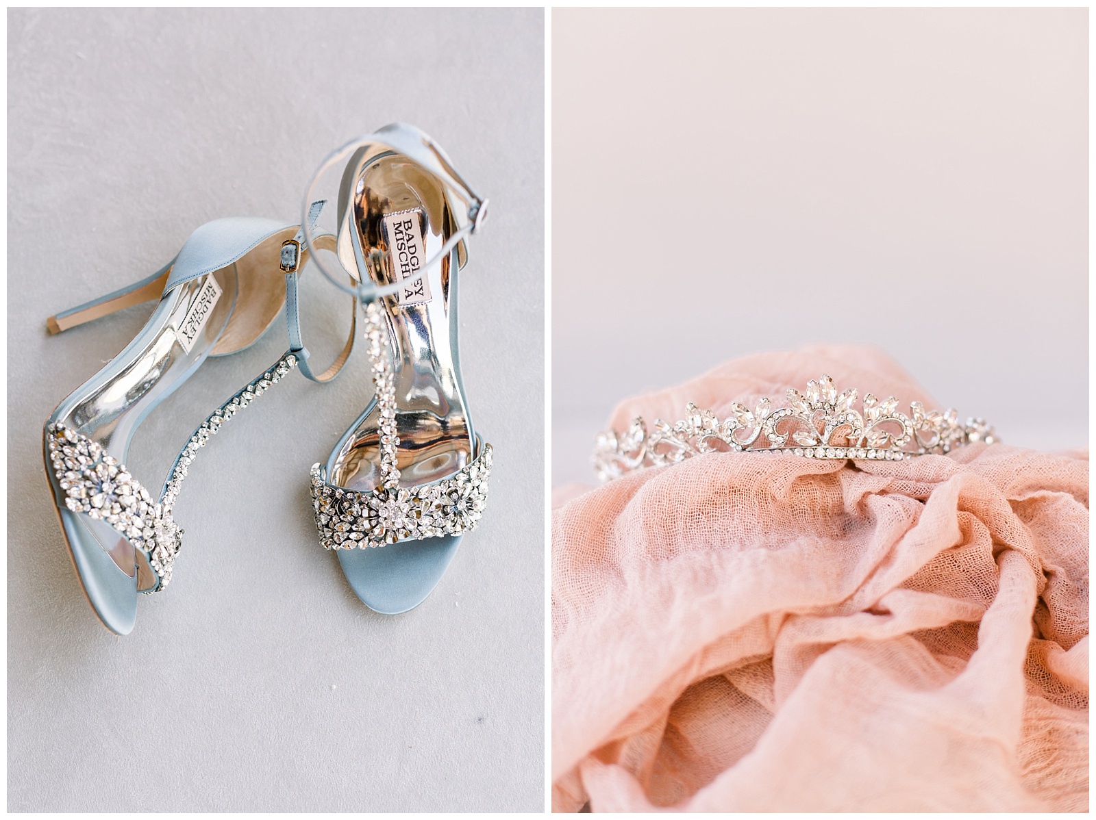 Gorgeous sparkly wedding shoes and tiara for a Romantic Wedding at The Allen Farmhaus in New Braunfels, TX | San Antonio-Maui-Destination Wedding Photographer | Monica Roberts Photography | www.monicaroberts.com