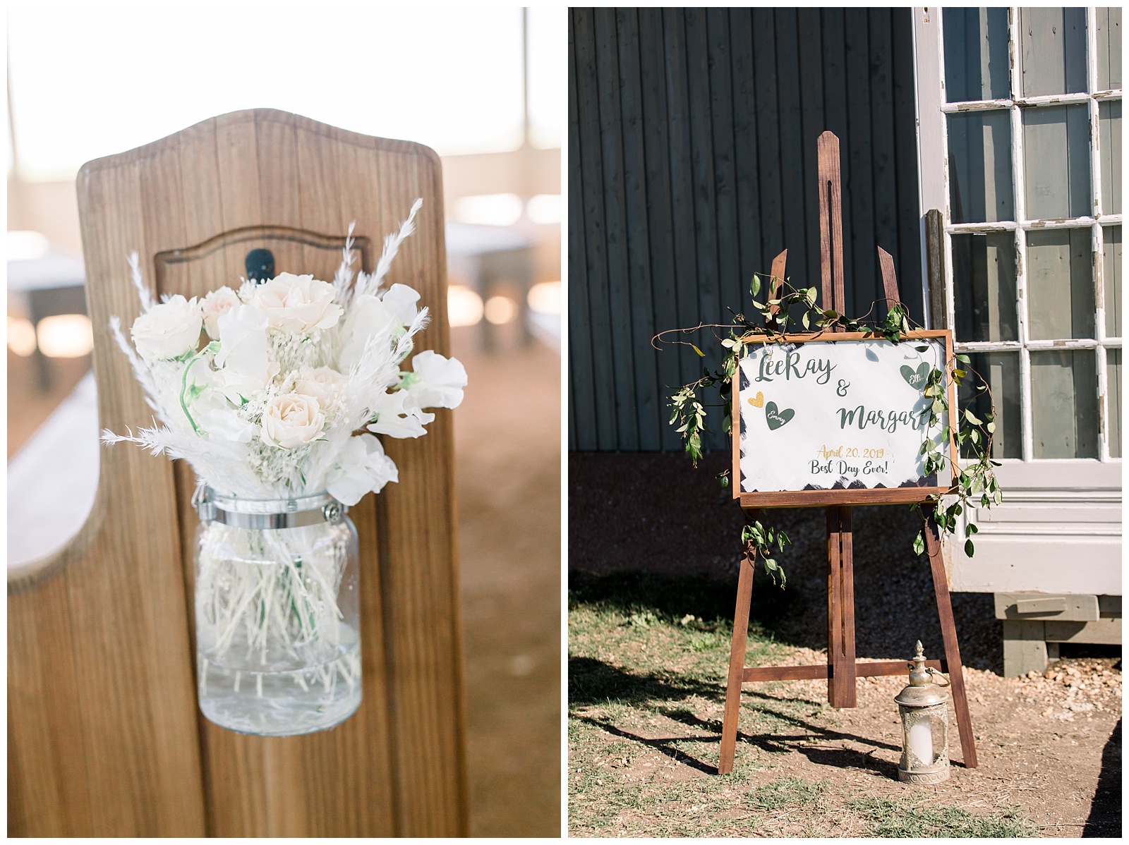 Floral detail shots and welcome sign at The Allen Farmhaus Wedding, TX by San Antonio-Maui-Destination Wedding Photographer | Monica Roberts Photography | www.monicaroberts.com