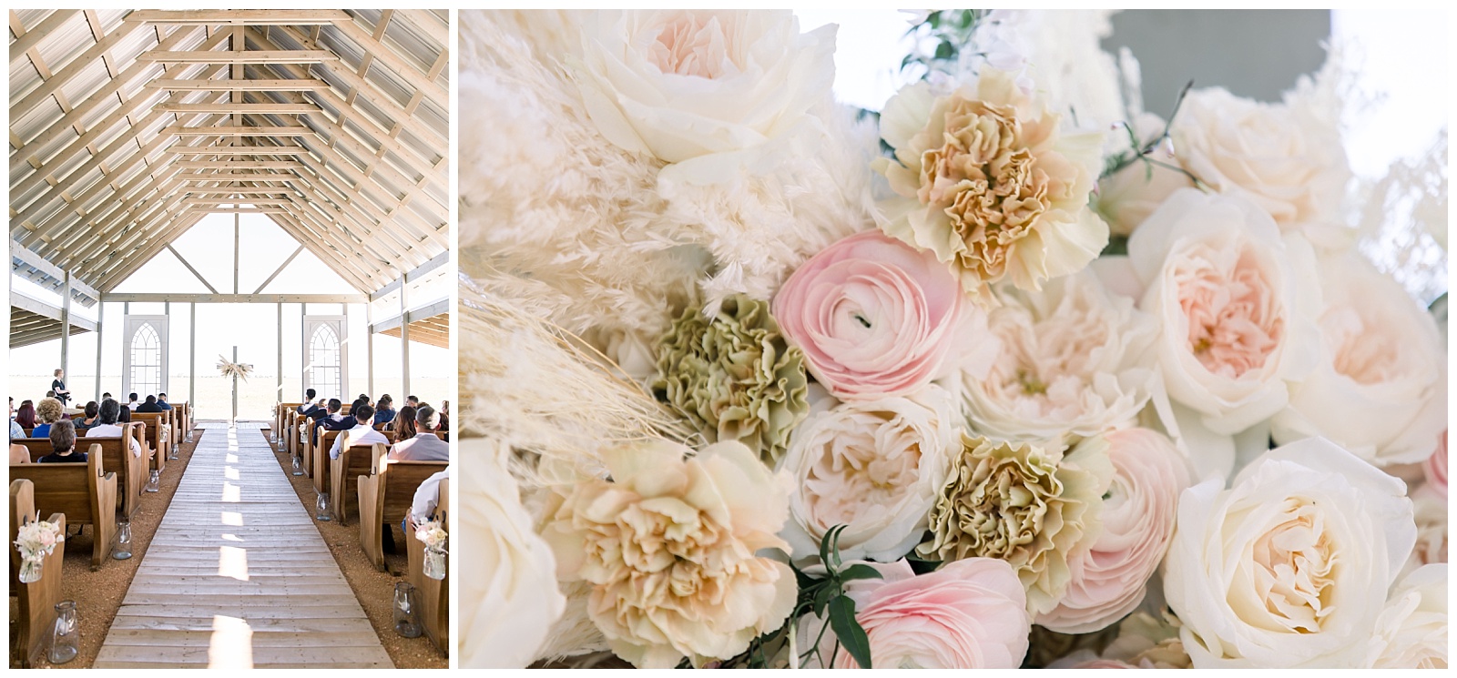 Bright sanctuary and wedding florals at The Allen Farmhaus Wedding, TX by San Antonio-Maui-Destination Wedding Photographer | Monica Roberts Photography | www.monicaroberts.com