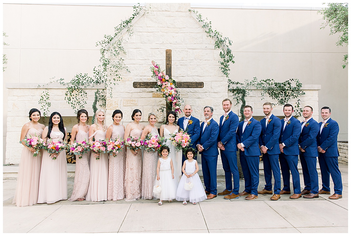 Bridal party lined up at cross alter at Hyatt Regency Hill Country Resort Wedding in San Antonio, TX | San Antonio Wedding photographer| Destination Wedding Photographer| Monica Roberts Photography | monicaroberts.com