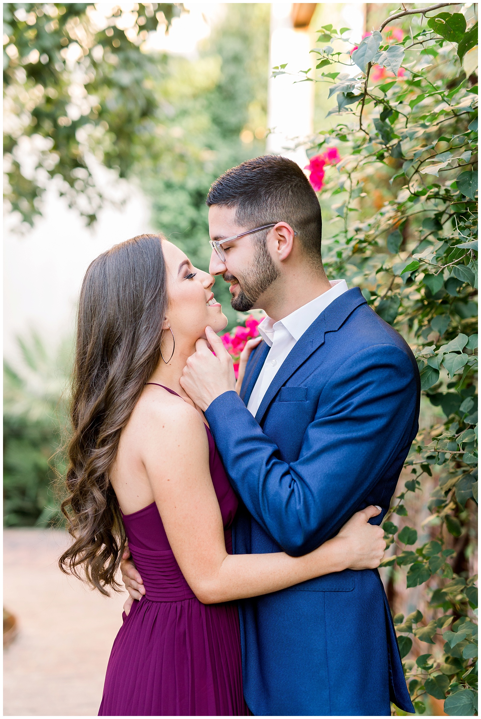 Couple romantic kiss at their Hotel Emma Engagement session in San Antonio, TX with Monica Roberts Photography | www.monicaroberts.com