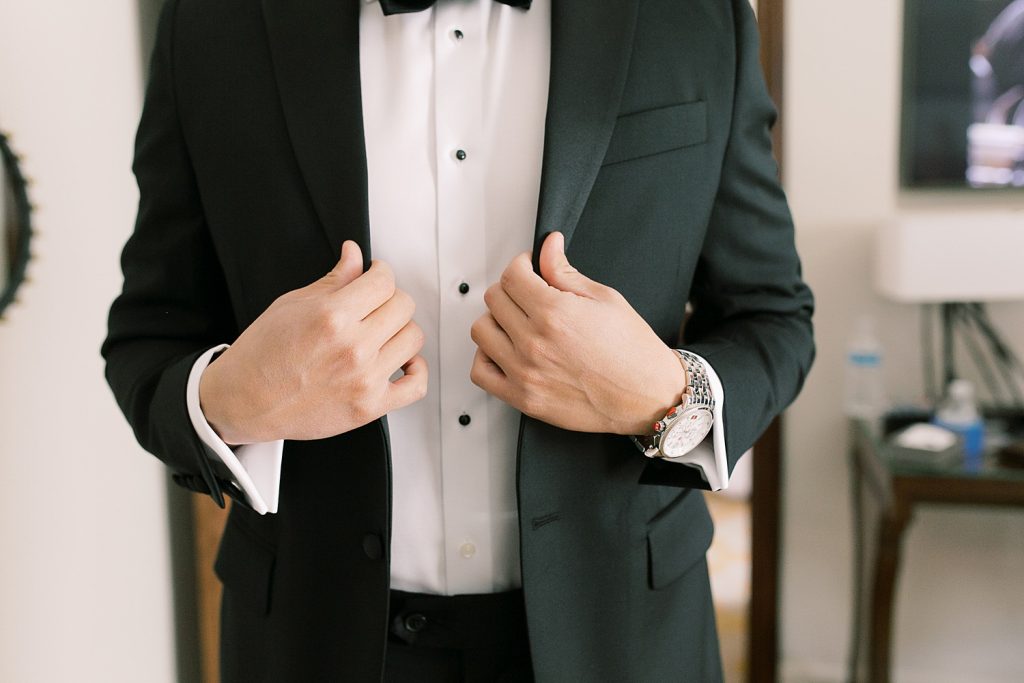 Groom suit details for a wedding at the Jack Guenther Pavilion at the Briscoe in San Antonio with Monica Roberts Photography - https://monicaroberts.com/