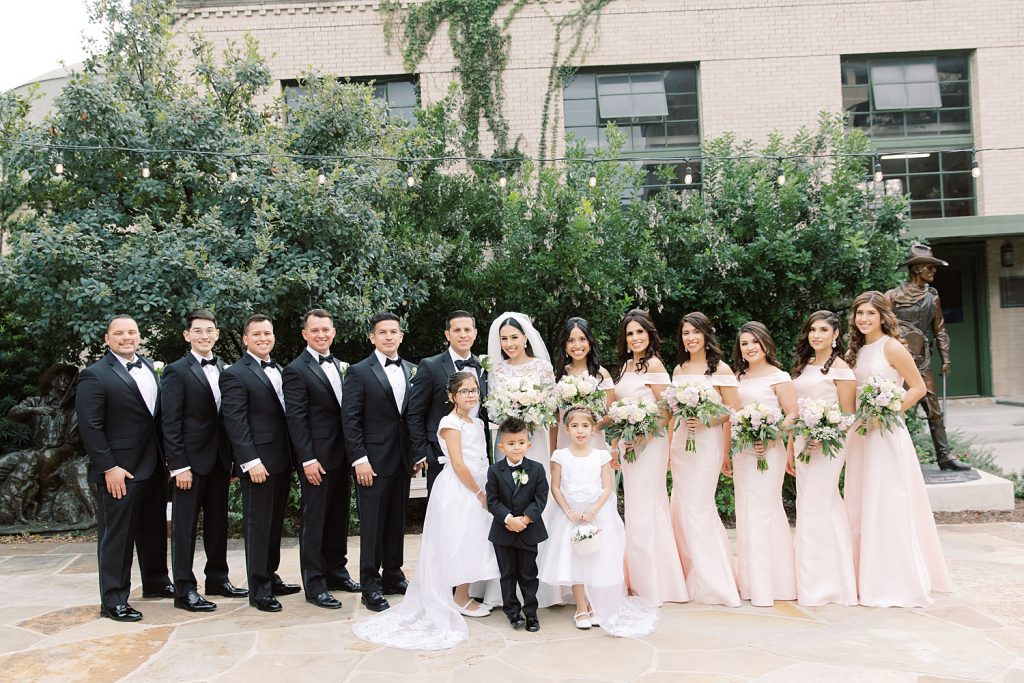 bridal party portrait for a wedding at the Jack Guenther Pavilion at the Briscoe in San Antonio with Monica Roberts Photography - https://monicaroberts.com/