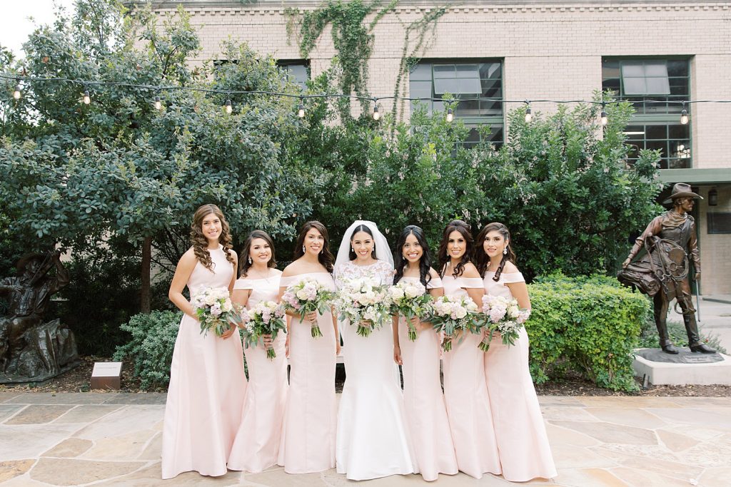 bridesmaids for a wedding at the Jack Guenther Pavilion at the Briscoe in San Antonio with Monica Roberts Photography - https://monicaroberts.com/