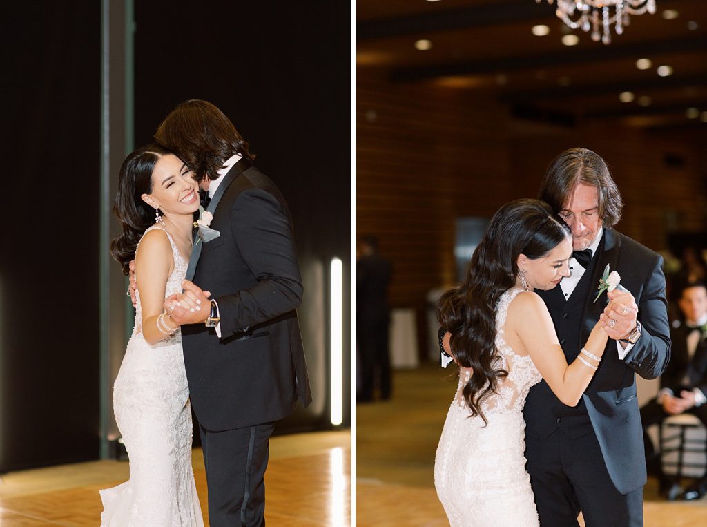 father daughter dance for a wedding at the Jack Guenther Pavilion at the Briscoe in San Antonio with Monica Roberts Photography - https://monicaroberts.com/