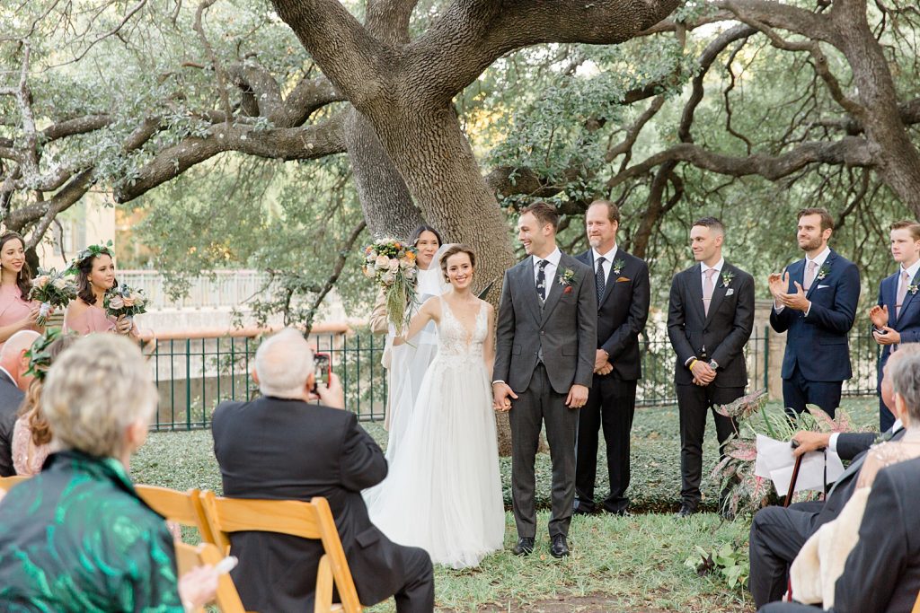 couple just married for a gorgeous outdoor garden wedding at The Guenther House in San Antonio, TX | Monica Roberts Photography | www.monicaroberts.com