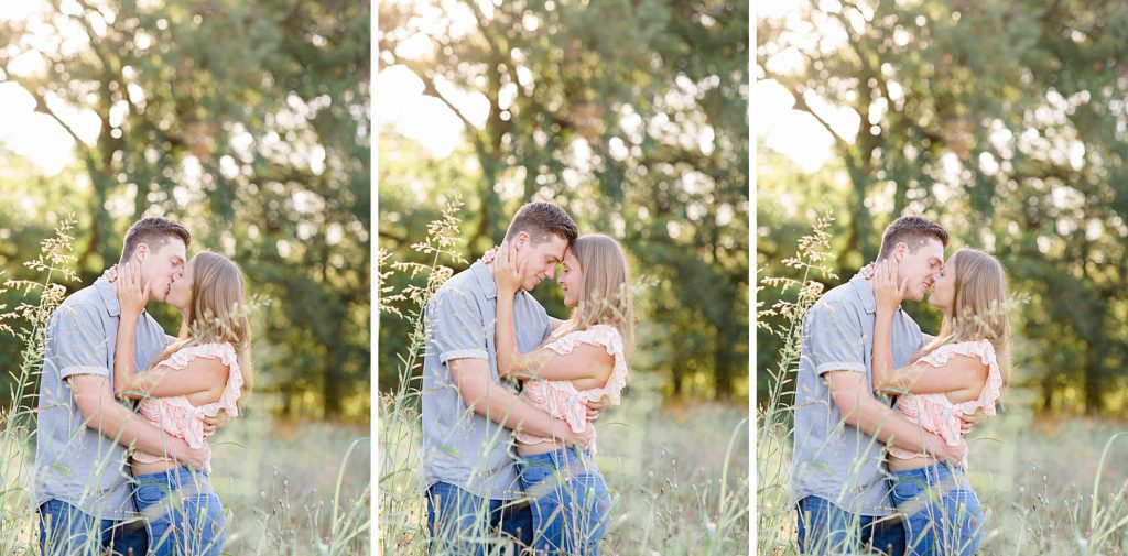two lovebirds dancing in a field at sunrise in Downtown San Antonio for their engagement session with Monica Roberts Photography https://monicaroberts.com