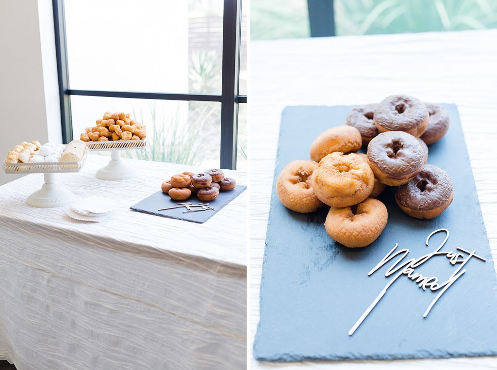 wedding donuts for a Romantic dusty rose wedding at Hayes Hollow with Monica Roberts Photography https://monicaroberts.com/