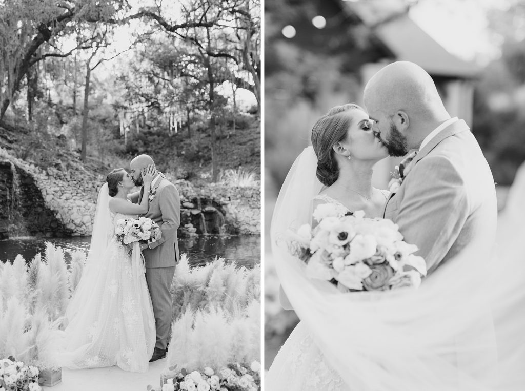 black and white timeless photo of couple for a Romantic dusty rose wedding at Hayes Hollow with Monica Roberts Photography https://monicaroberts.com/