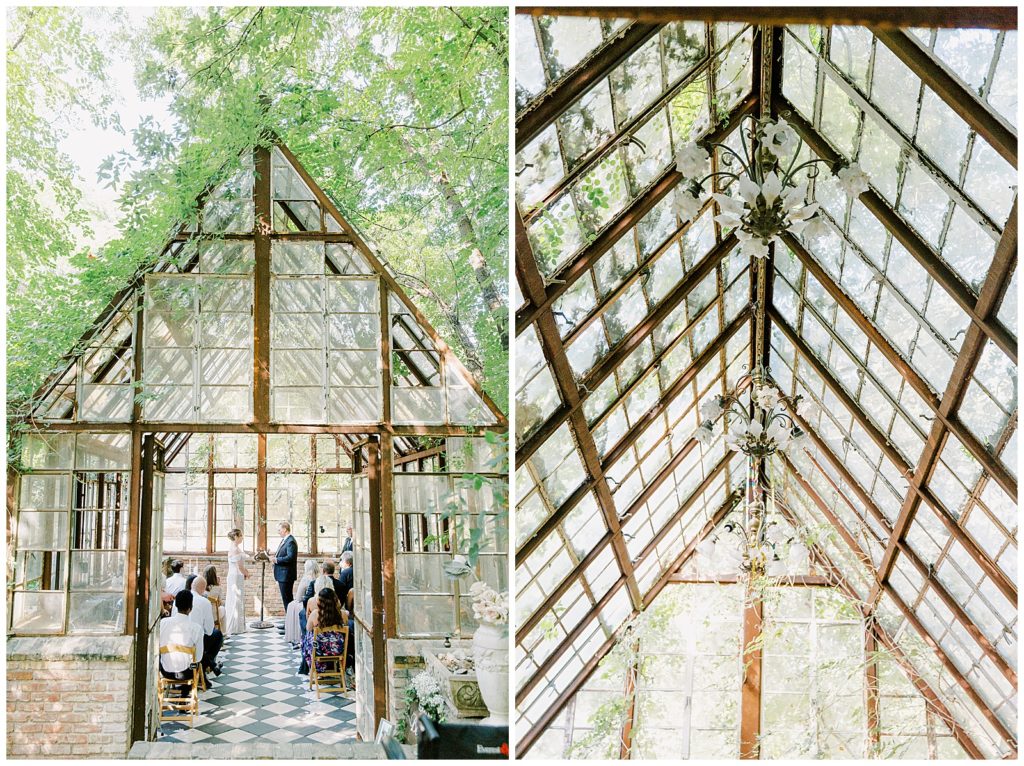 Couple praying in a greenhouse for their Downtown Washington D.C. Wedding romantic wedding at the sekrit theatre in Austin, TX by Monica Roberts Photography Wedding Photographer in Washington D.C.