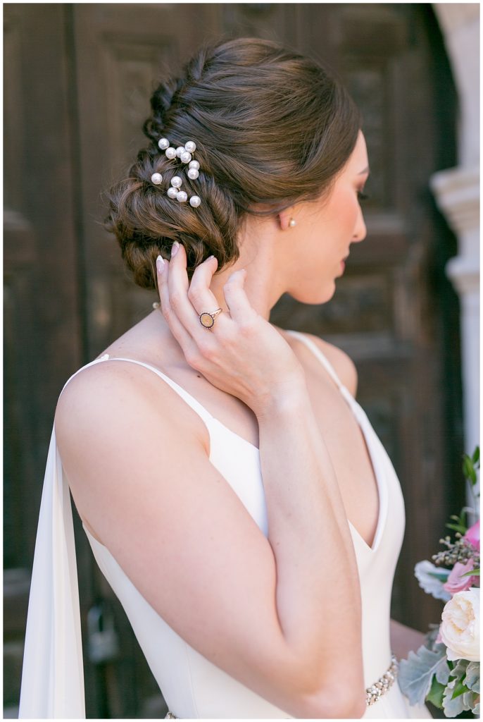 bride showing her updo for her bridals in Richmond, Virginia