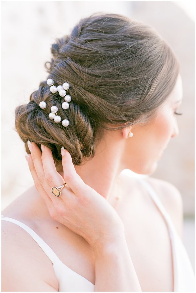 details of updo for her bridals in Richmond, Virginia