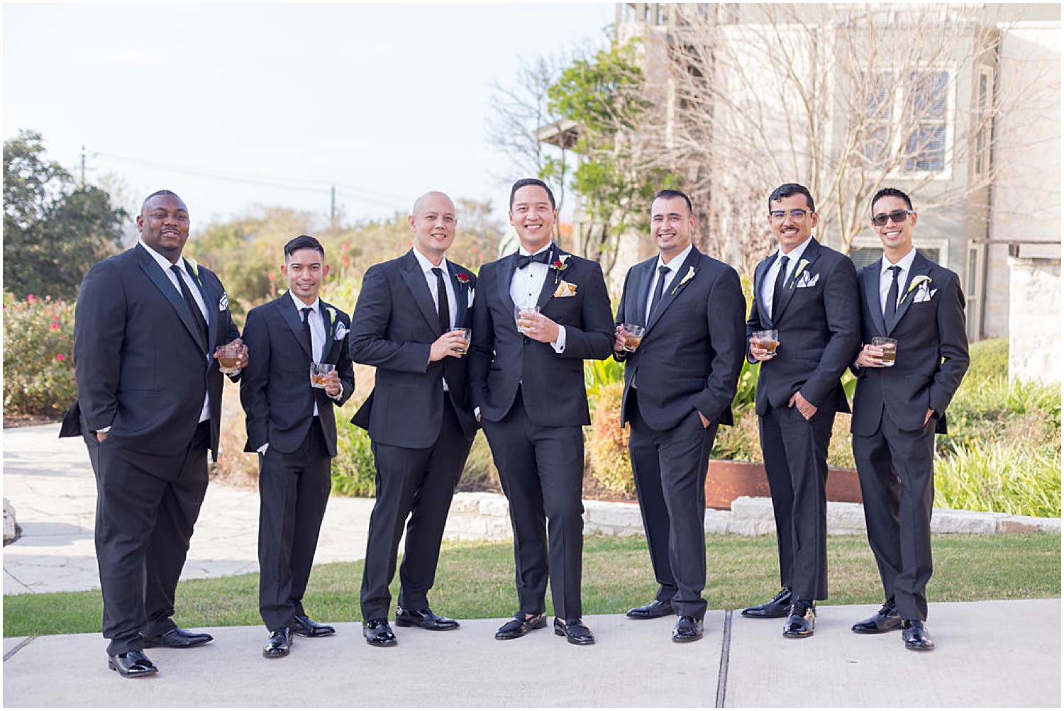 Bridal party with groomsmen captured in Austin, Texas with Monica Roberts Photography based in Richmond Virginia monicaroberts.com